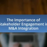 The Importance of Stakeholder Engagement in M&A Integration