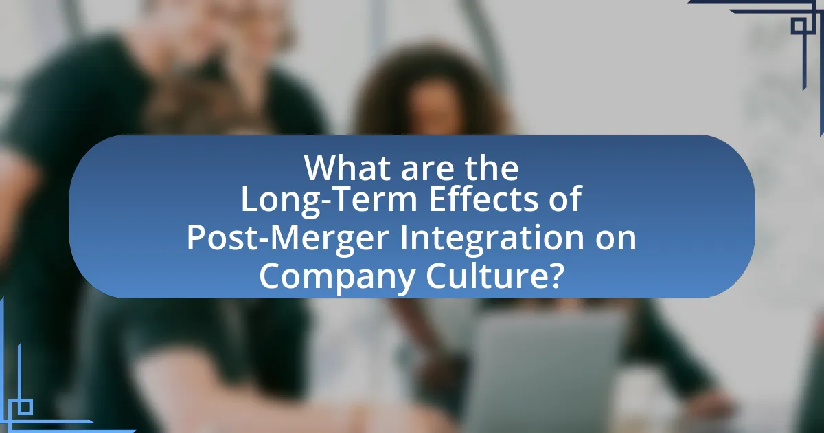 What are the Long-Term Effects of Post-Merger Integration on Company Culture?